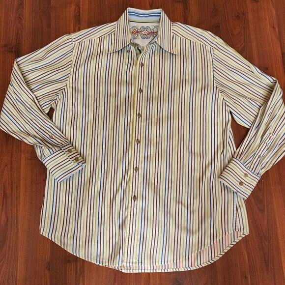 ROBERT GRAHAM COTTON MULTI COLOR STRIPED BUTTON DOWN SIZE MED - Picture 2 of 12